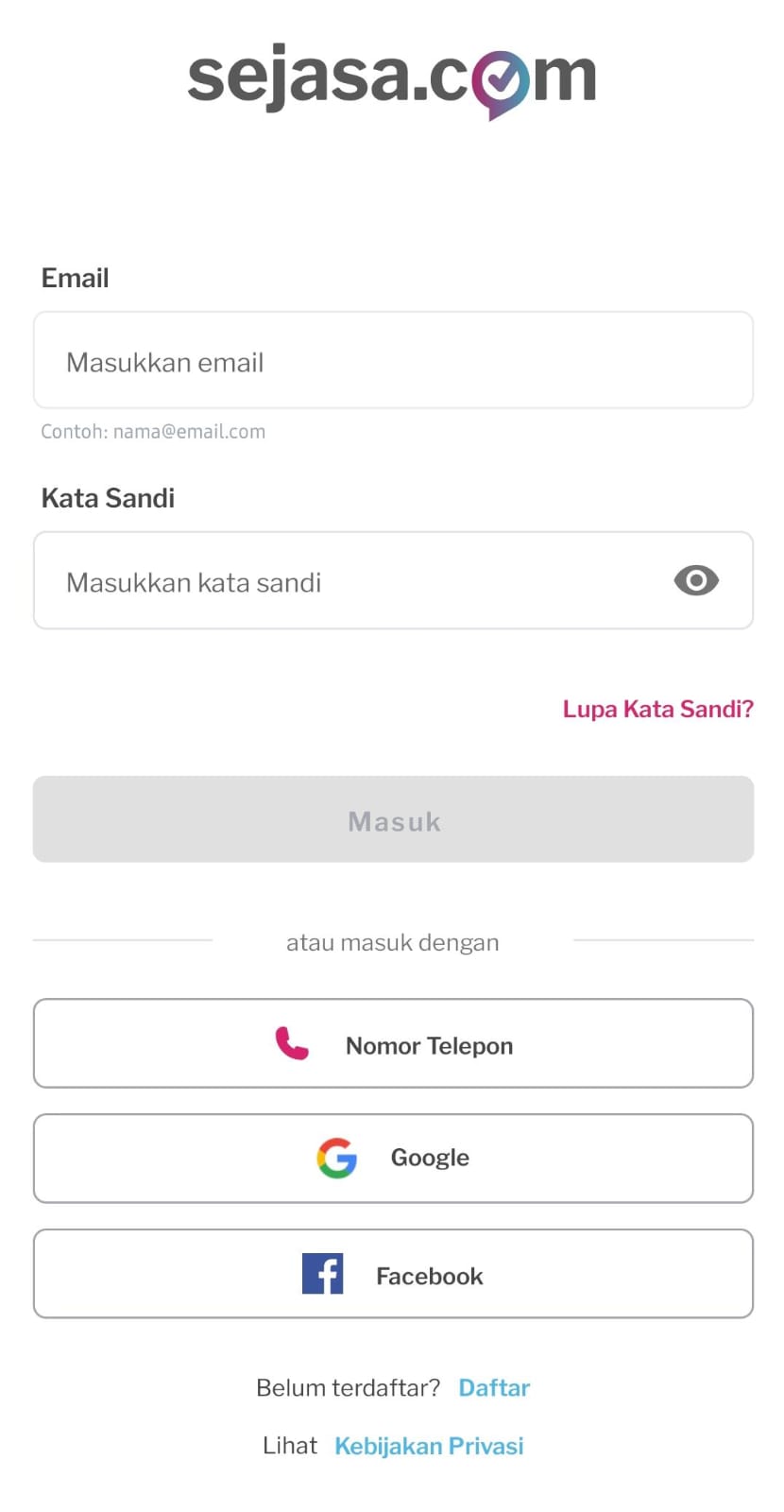 login aplikasi Sejasa lupa password.jpeg